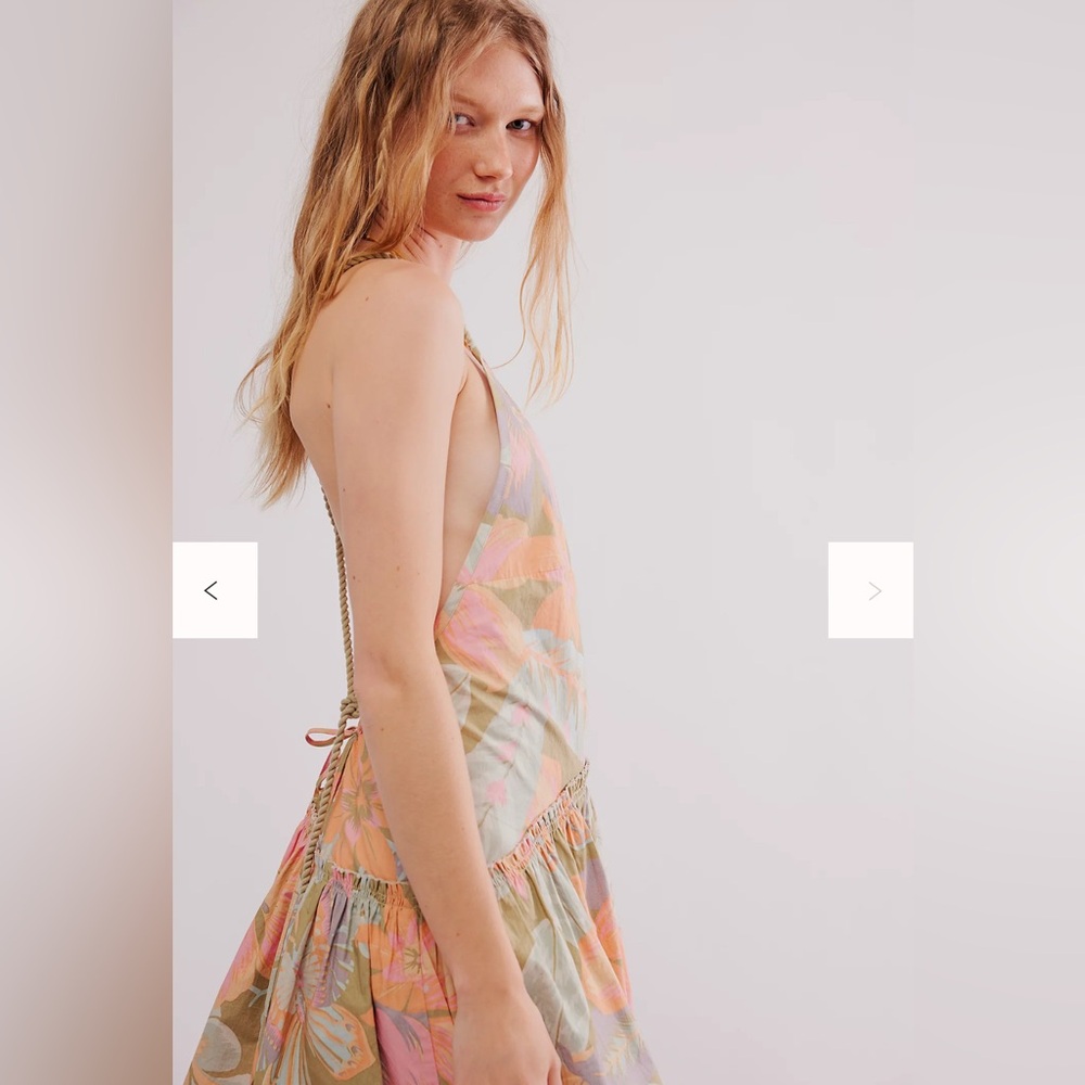 Free People Deserted Island Mini Dress Rainforest women size XS Backless Floral